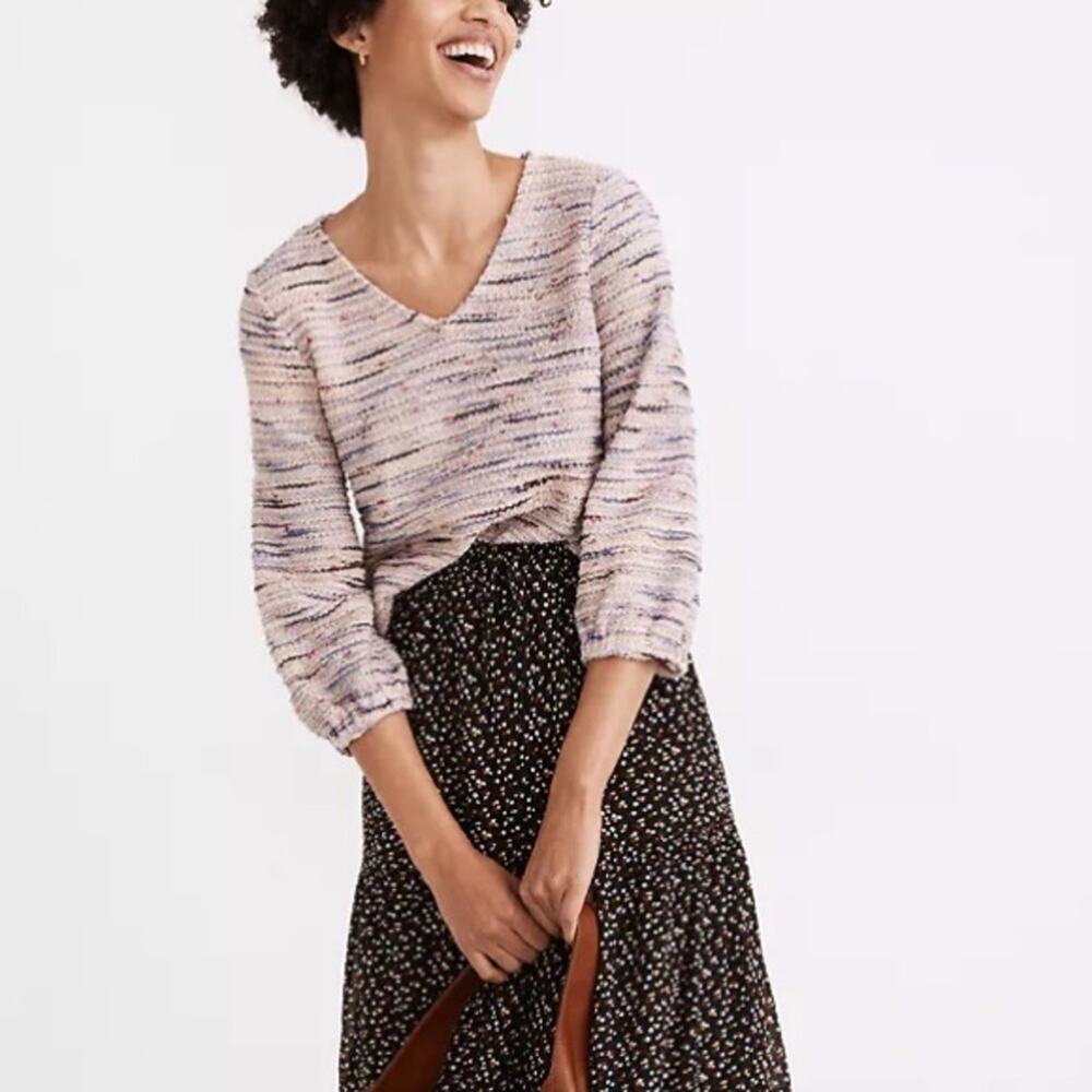 NWT MADEWELL Rainbow Jacquard Full-Sleeve Top XS